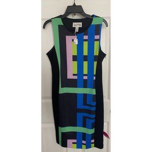 Joseph Ribkoff Black Geometric Sheath Dress- Size 10/NWT